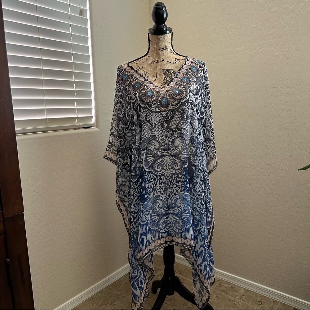 La Moda Kaftan - Blue Patterned